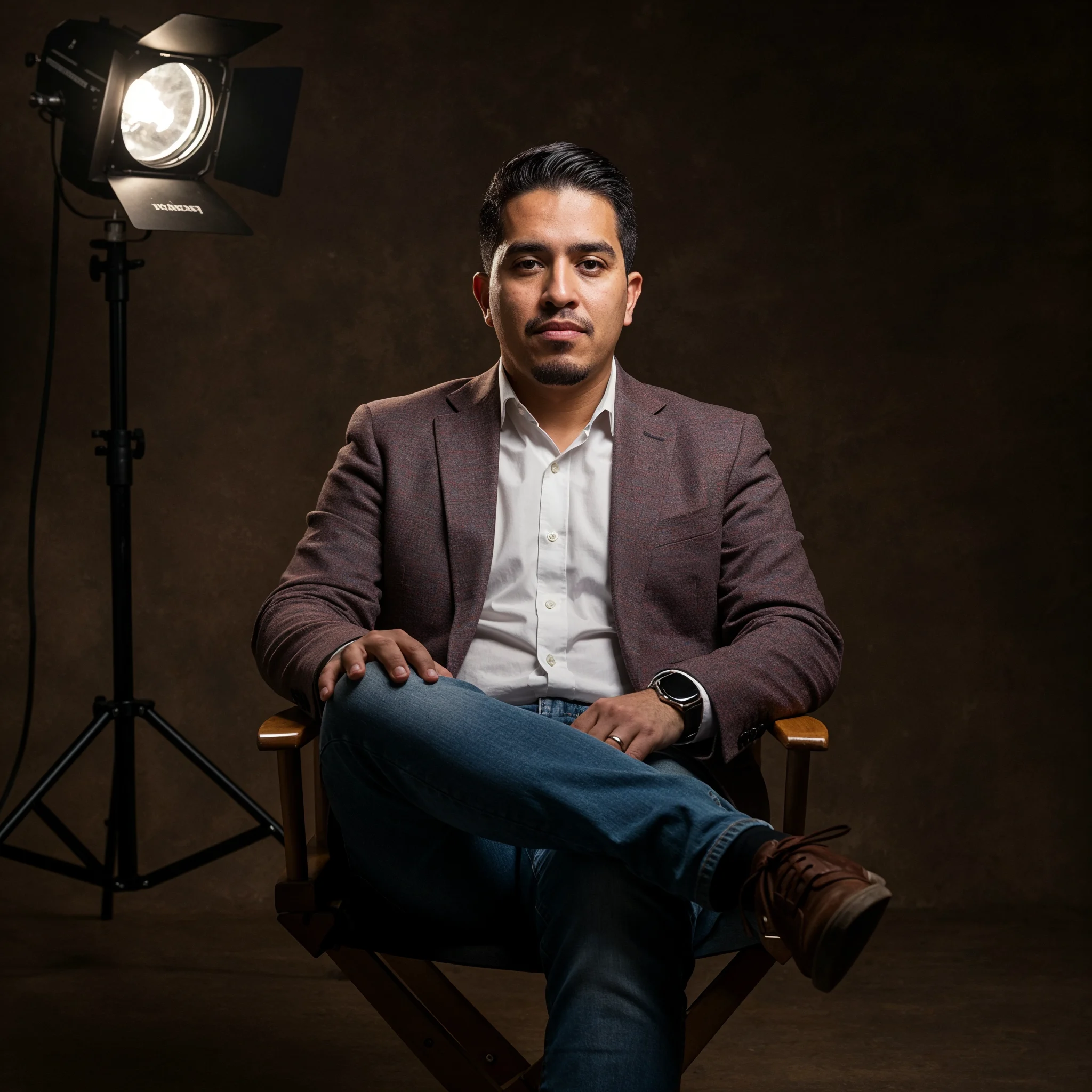 founder sitting in a chair, posing for a photoshoot