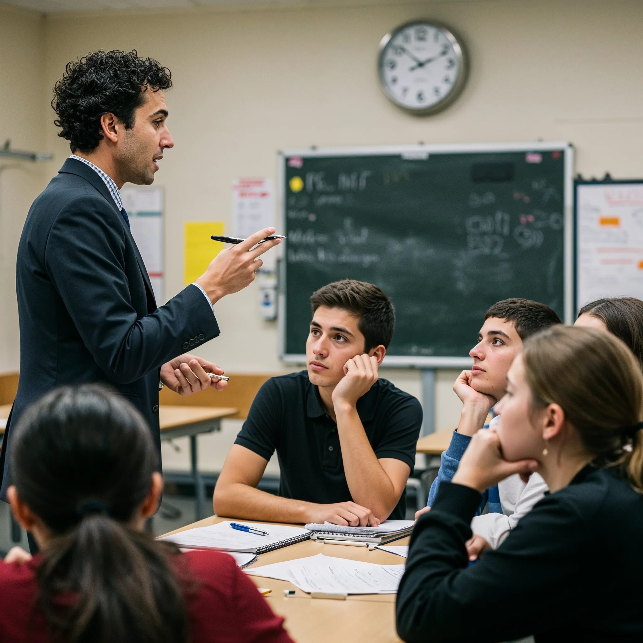 an ethnic teacher explaining the lesson to his students