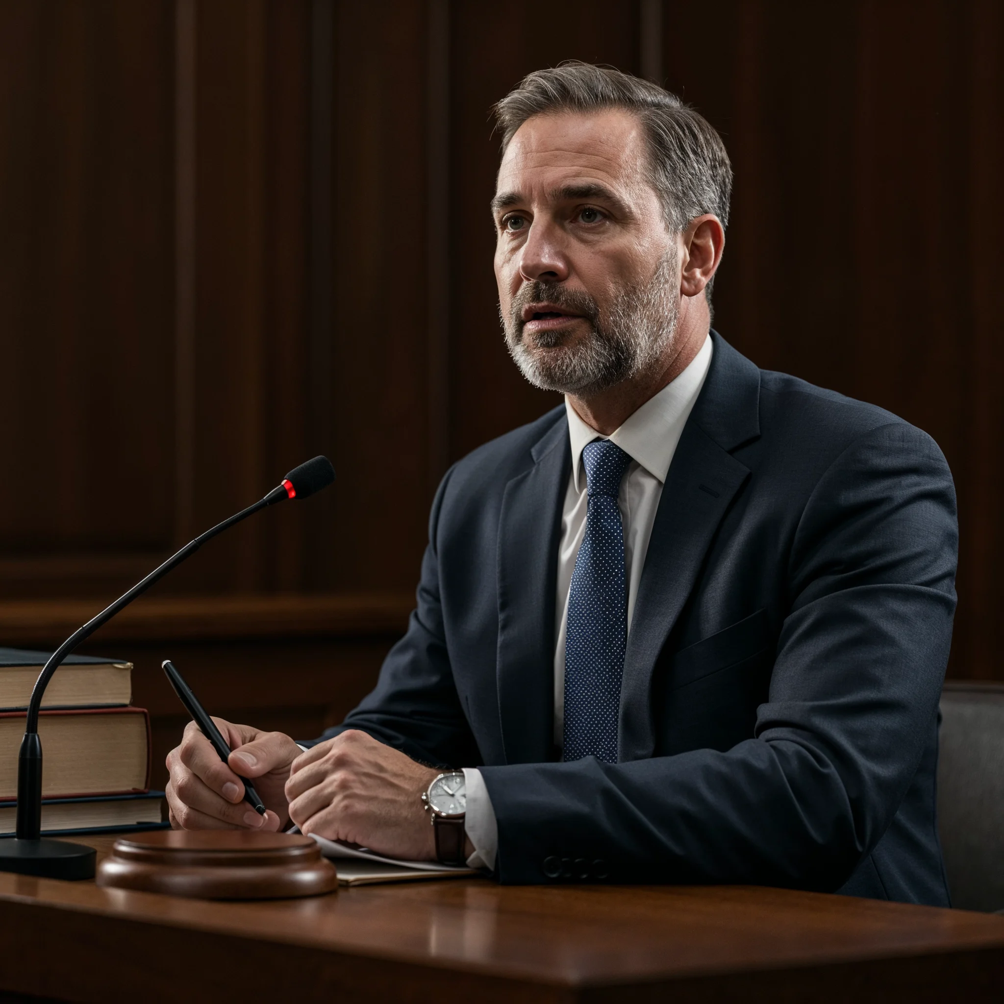 a legal professional sitting in the court room for the deposition