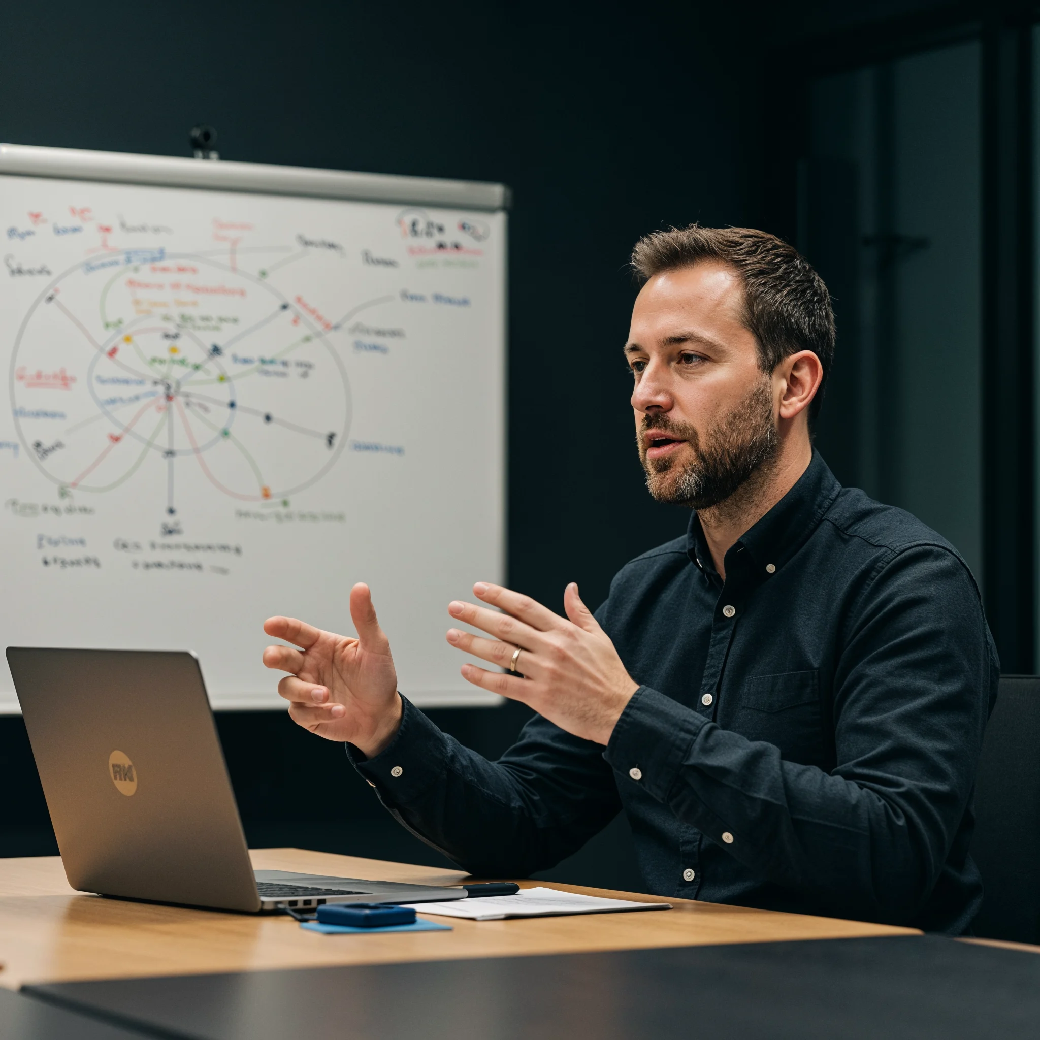 portrait of a product manager leading a roadmap meeting