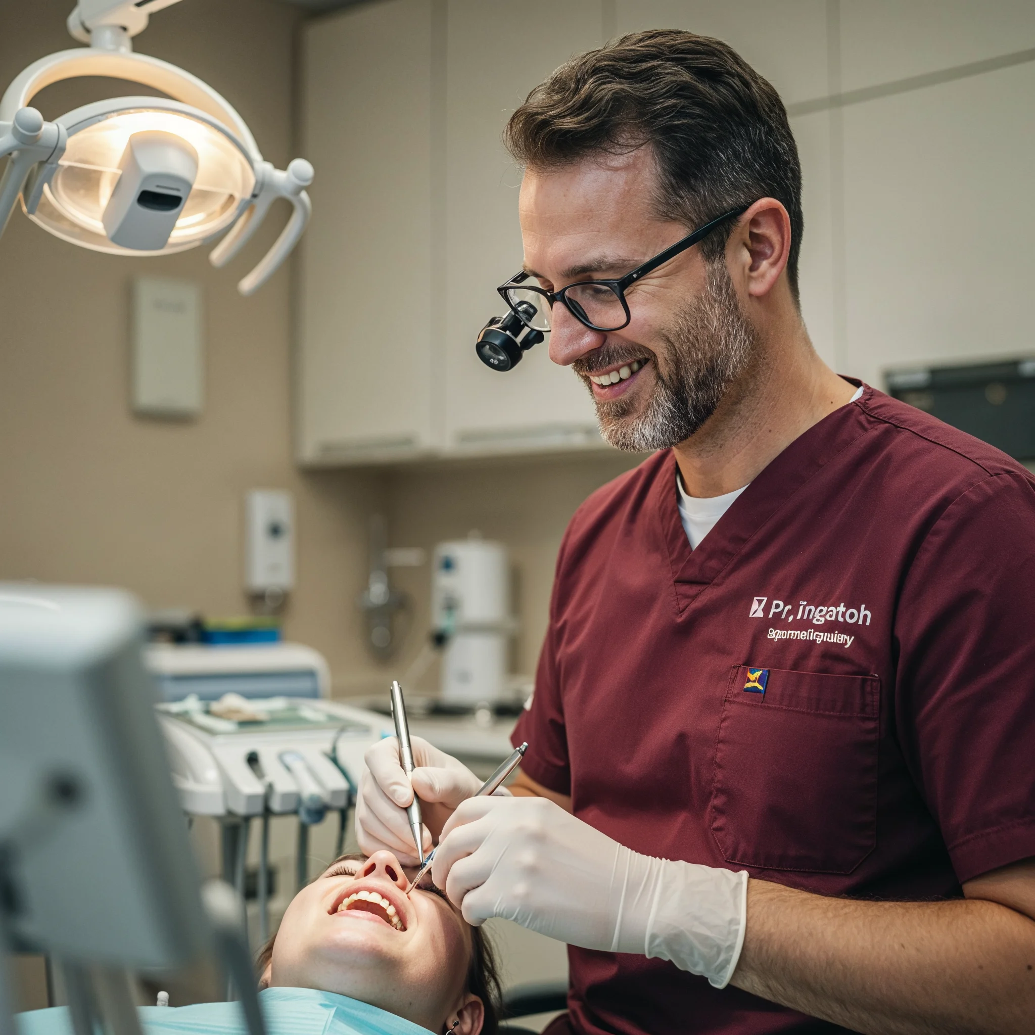 the dentist working in his dental clinic