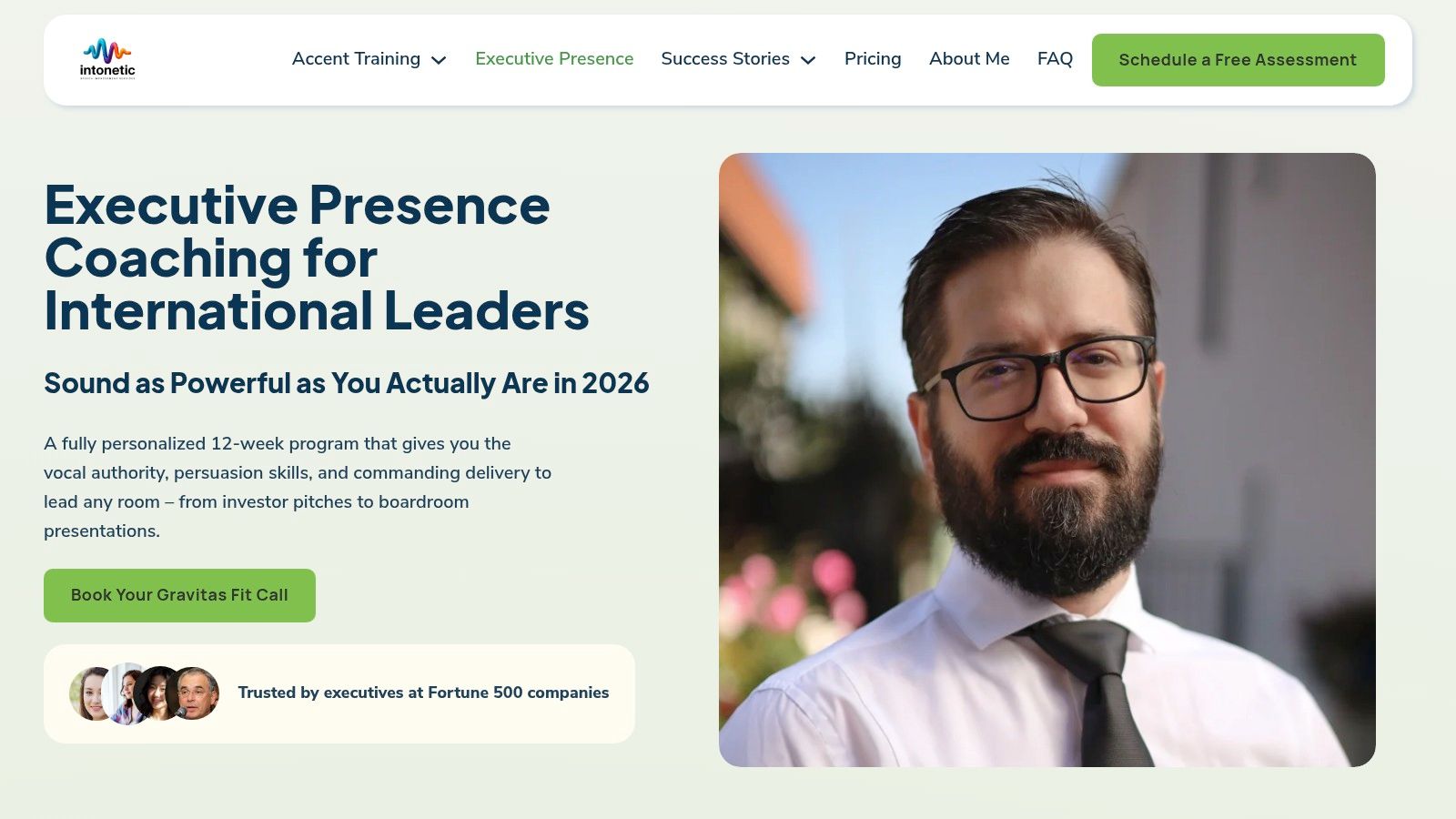 Screenshot from https://intonetic.com/executive-presence-coaching/