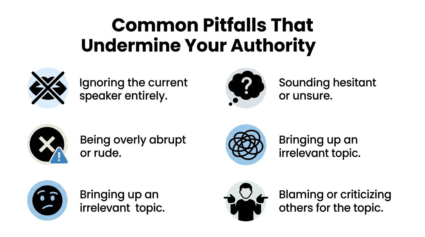 An infographic titled Common Pitfalls That Undermine Your Authority, listing behaviors to avoid during professional communication.
