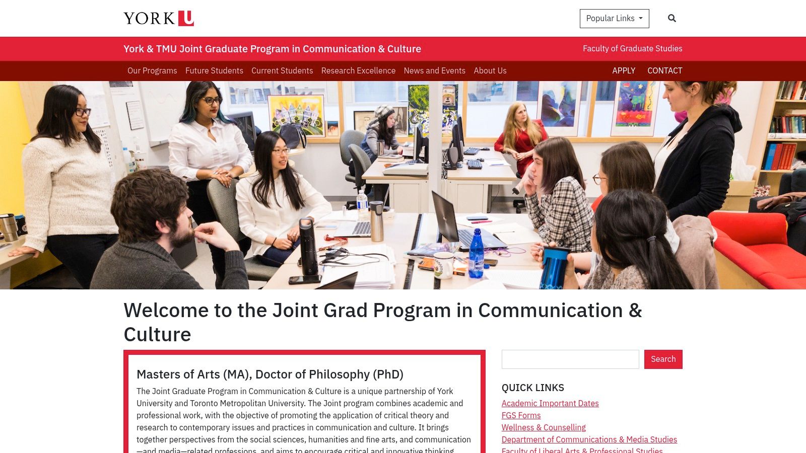 York University + TMU, Joint MA in Communication & Culture