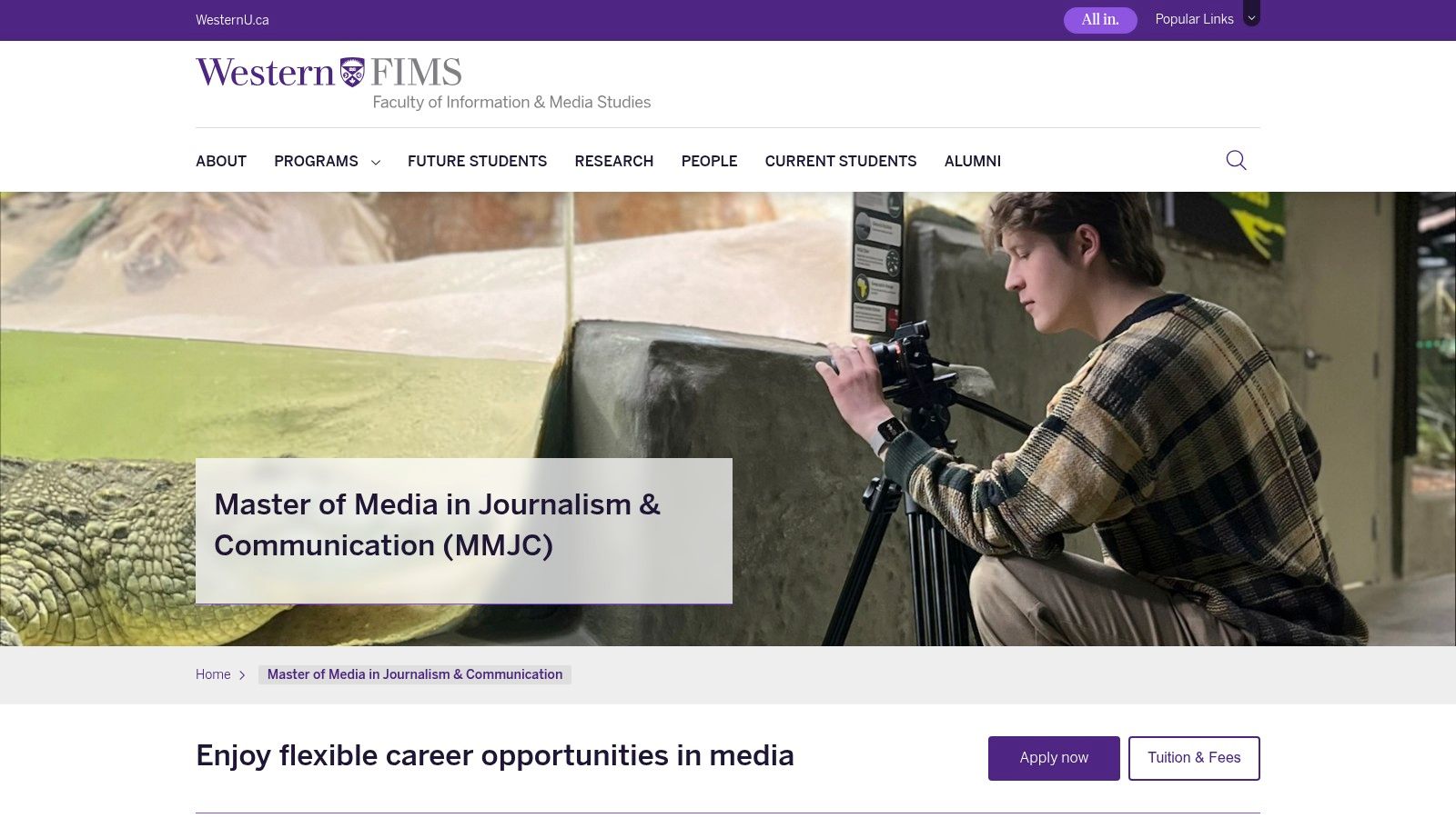 Western University, Master of Media in Journalism & Communication (MMJC)